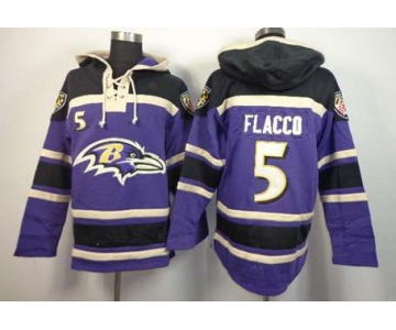 nike nfl jerseys baltimore ravens #5 flacco purple-black[pullover hooded sweatshirt]