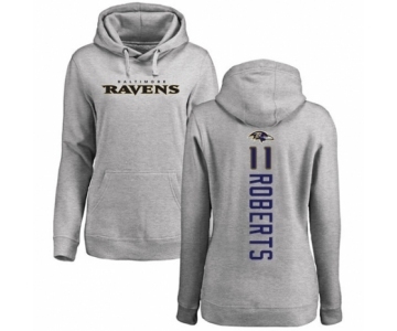 Football Women's Baltimore Ravens #11 Seth Roberts Ash Backer Pullover Hoodie