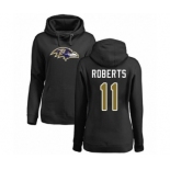 Football Women's Baltimore Ravens #11 Seth Roberts Black Name & Number Logo Pullover Hoodie