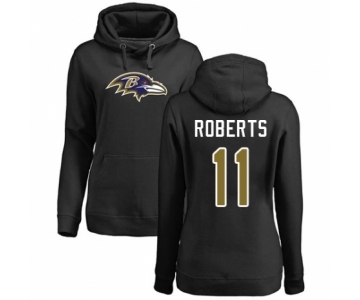 Football Women's Baltimore Ravens #11 Seth Roberts Black Name & Number Logo Pullover Hoodie