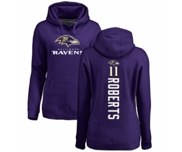 Football Women's Baltimore Ravens #11 Seth Roberts Purple Backer Pullover Hoodie