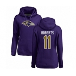 Football Women's Baltimore Ravens #11 Seth Roberts Purple Name & Number Logo Pullover Hoodie