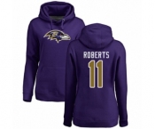 Football Women's Baltimore Ravens #11 Seth Roberts Purple Name & Number Logo Pullover Hoodie