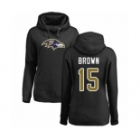 Football Women's Baltimore Ravens #15 Marquise Brown Black Name & Number Logo Pullover Hoodie