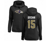 Football Women's Baltimore Ravens #15 Marquise Brown Black Name & Number Logo Pullover Hoodie