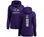 Football Women's Baltimore Ravens #15 Marquise Brown Purple Backer Pullover Hoodie