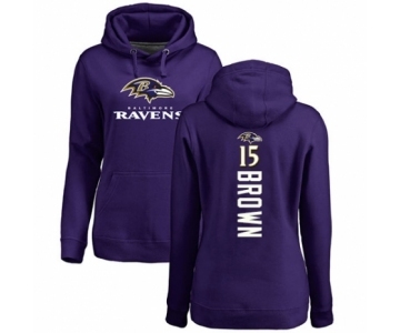 Football Women's Baltimore Ravens #15 Marquise Brown Purple Backer Pullover Hoodie