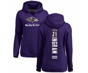 Football Women's Baltimore Ravens #21 Mark Ingram II Purple Backer Pullover Hoodie