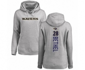 Football Women's Baltimore Ravens #28 Justin Bethel Ash Backer Pullover Hoodie