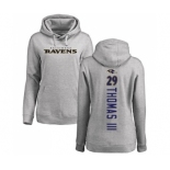 Football Women's Baltimore Ravens #29 Earl Thomas III Ash Backer Pullover Hoodie