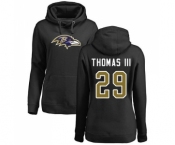 Football Women's Baltimore Ravens #29 Earl Thomas III Black Name & Number Logo Pullover Hoodie