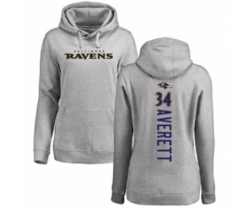 Football Women's Baltimore Ravens #34 Anthony Averett Ash Backer Pullover Hoodie