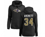 Football Women's Baltimore Ravens #34 Anthony Averett Black Name & Number Logo Pullover Hoodie