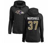 Football Women's Baltimore Ravens #37 Iman Marshall Black Name & Number Logo Pullover Hoodie