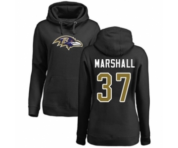 Football Women's Baltimore Ravens #37 Iman Marshall Black Name & Number Logo Pullover Hoodie