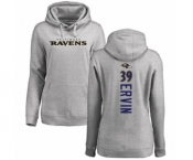 Football Women's Baltimore Ravens #39 Tyler Ervin Ash Backer Pullover Hoodie