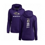 Football Women's Baltimore Ravens #43 Justice Hill Purple Backer Pullover Hoodie