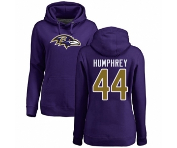 Football Women's Baltimore Ravens #44 Marlon Humphrey Purple Name & Number Logo Pullover Hoodie