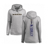 Football Women's Baltimore Ravens #7 Trace McSorley Ash Backer Pullover Hoodie