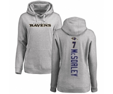 Football Women's Baltimore Ravens #7 Trace McSorley Ash Backer Pullover Hoodie