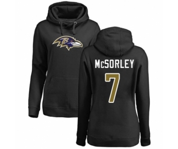 Football Women's Baltimore Ravens #7 Trace McSorley Black Name & Number Logo Pullover Hoodie