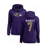 Football Women's Baltimore Ravens #7 Trace McSorley Purple Name & Number Logo Pullover Hoodie