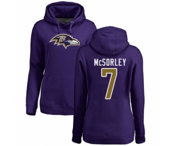 Football Women's Baltimore Ravens #7 Trace McSorley Purple Name & Number Logo Pullover Hoodie