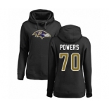 Football Women's Baltimore Ravens #70 Ben Powers Black Name & Number Logo Pullover Hoodie