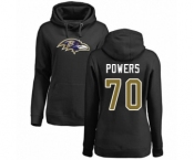 Football Women's Baltimore Ravens #70 Ben Powers Black Name & Number Logo Pullover Hoodie