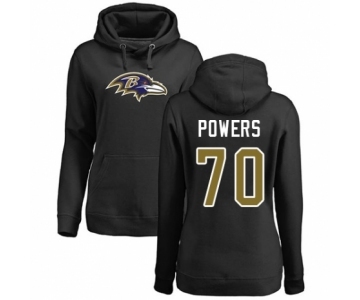 Football Women's Baltimore Ravens #70 Ben Powers Black Name & Number Logo Pullover Hoodie