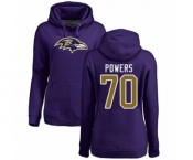 Football Women's Baltimore Ravens #70 Ben Powers Purple Name & Number Logo Pullover Hoodie