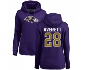 NFL Women's Nike Baltimore Ravens #28 Anthony Averett Purple Name & Number Logo Pullover Hoodie