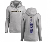 NFL Women's Nike Baltimore Ravens #8 Lamar Jackson Ash Backer Pullover Hoodie