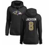 NFL Women's Nike Baltimore Ravens #8 Lamar Jackson Black Name & Number Logo Pullover Hoodie