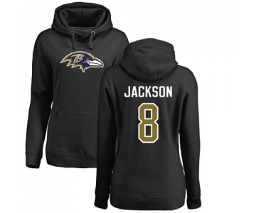 NFL Women's Nike Baltimore Ravens #8 Lamar Jackson Black Name & Number Logo Pullover Hoodie