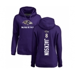 NFL Women's Nike Baltimore Ravens #8 Lamar Jackson Purple Backer Pullover Hoodie