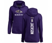 NFL Women's Nike Baltimore Ravens #8 Lamar Jackson Purple Backer Pullover Hoodie