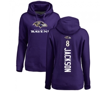 NFL Women's Nike Baltimore Ravens #8 Lamar Jackson Purple Backer Pullover Hoodie