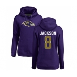 NFL Women's Nike Baltimore Ravens #8 Lamar Jackson Purple Name & Number Logo Pullover Hoodie