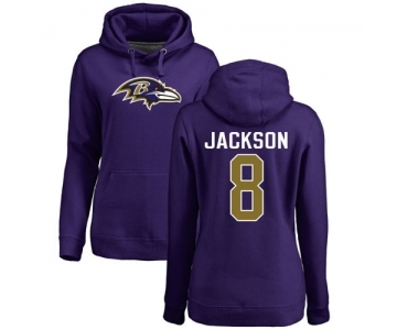 NFL Women's Nike Baltimore Ravens #8 Lamar Jackson Purple Name & Number Logo Pullover Hoodie