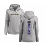 NFL Women's Nike Baltimore Ravens #88 Ty Montgomery Ash Backer Pullover Hoodie