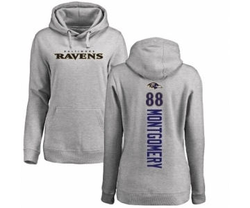 NFL Women's Nike Baltimore Ravens #88 Ty Montgomery Ash Backer Pullover Hoodie