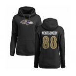 NFL Women's Nike Baltimore Ravens #88 Ty Montgomery Black Name & Number Logo Pullover Hoodie