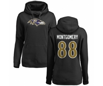 NFL Women's Nike Baltimore Ravens #88 Ty Montgomery Black Name & Number Logo Pullover Hoodie