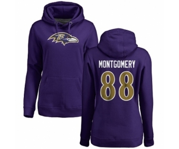 NFL Women's Nike Baltimore Ravens #88 Ty Montgomery Purple Name & Number Logo Pullover Hoodie