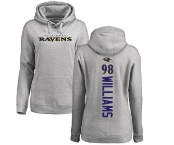 NFL Women's Nike Baltimore Ravens #98 Brandon Williams Ash Backer Pullover Hoodie