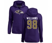 NFL Women's Nike Baltimore Ravens #98 Brandon Williams Purple Name & Number Logo Pullover Hoodie