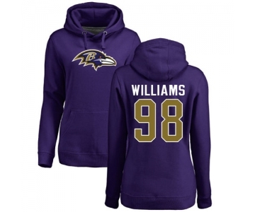 NFL Women's Nike Baltimore Ravens #98 Brandon Williams Purple Name & Number Logo Pullover Hoodie