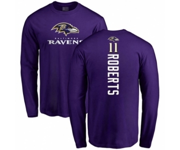 Football Baltimore Ravens #11 Seth Roberts Purple Backer Long Sleeve T-Shirt