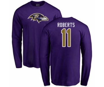 Football Baltimore Ravens #11 Seth Roberts Purple Name & Number Logo Long Sleeve T-Shirt